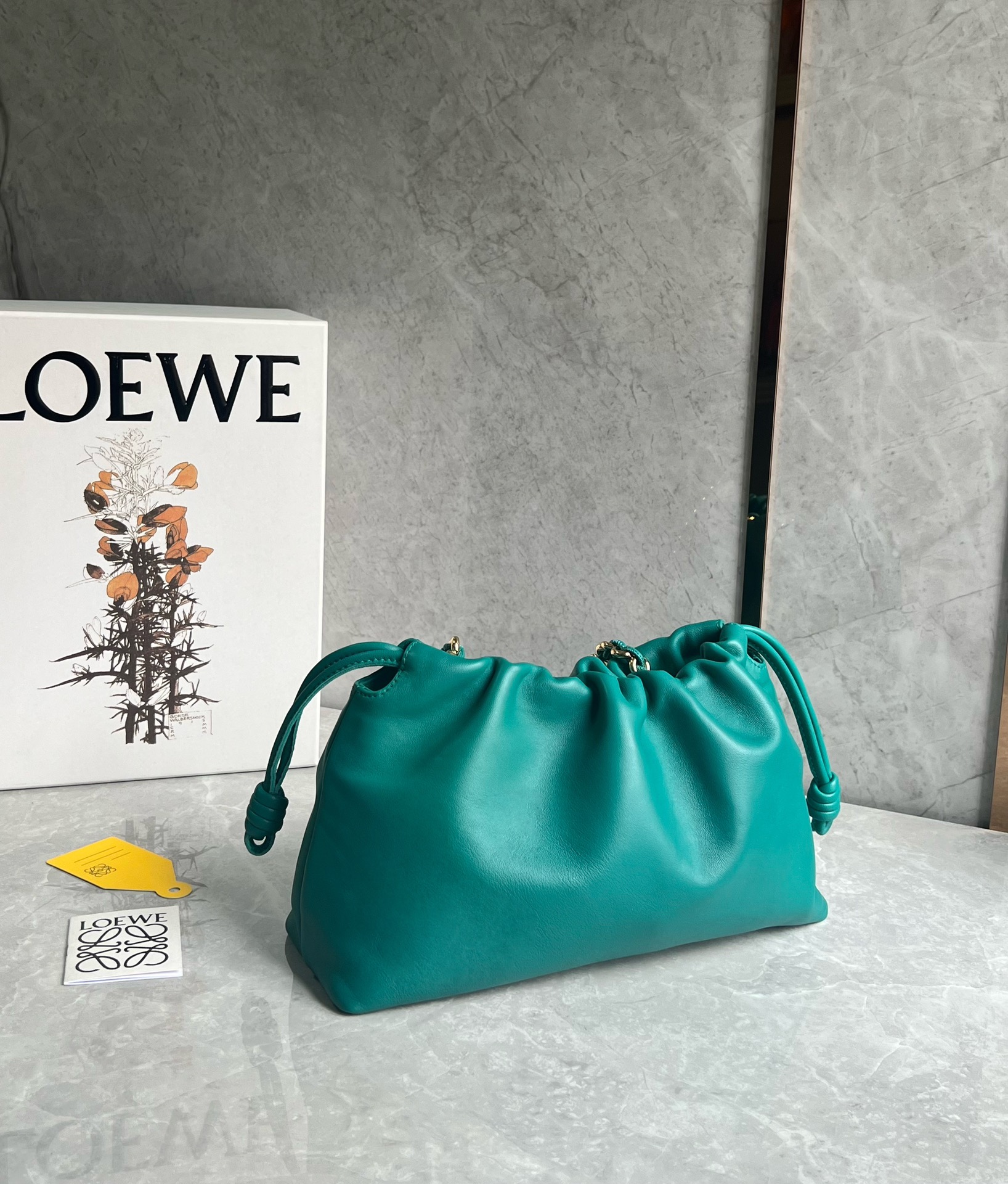 Loewe Medium Flamenco Purse in Mellow Nappa Lambskin Deep Turquoise